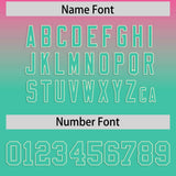 Custom Pink Bright Green Varsity Full-Snap Letterman Gradient Hoodie Jacket