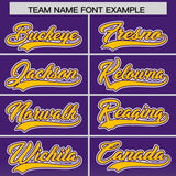 Custom Purple Yellow Varsity Full-Snap Letterman Gradient Hoodie Jacket