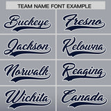 Custom Gray Navy Varsity Full-Snap Letterman Gradient Hoodie Jacket