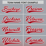 Custom Gray Red Varsity Full-Snap Letterman Gradient Hoodie Jacket