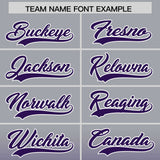 Custom Gray Purple Varsity Full-Snap Letterman Gradient Hoodie Jacket