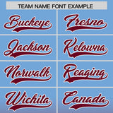 Custom Powder Blue Crimson Varsity Full-Snap Letterman Gradient Hoodie Jacket