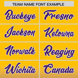 Custom Yellow Purple Varsity Full-Snap Letterman Gradient Hoodie Jacket