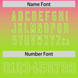 Custom Pink Neon Green Varsity Full-Snap Letterman Gradient Hoodie Jacket