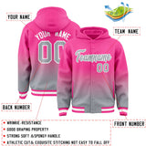 Custom Pink Gray Varsity Full-Snap Letterman Gradient Hoodie Jacket