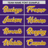 Custom Purple Yellow Varsity Full-Snap Letterman Gradient Hoodie Jacket