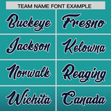 Custom Aqua Navy Varsity Full-Snap Letterman Gradient Hoodie Jacket