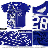 Custom Navy Pink Split Personalized Graffiti Raglan Sleeve Authentic Baseball Jersey