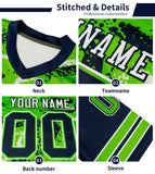 Custom Black Powder Blue Raglan Sleeves Side Blocks Pattern Authentic Football Jersey