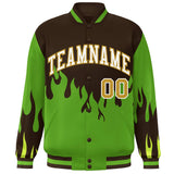 Custom Graffiti Pattern Flame  Bomber Jackets Personalized Stitched Name Number Varsity Full-Snap Jacket