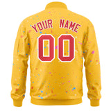 Custom Graffiti Pattern Jacket Full-Zip Baseball Jackets Bomber Coat Stitched Personalized Name Number Logo for Adult/Youth