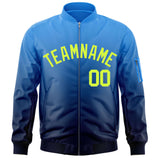 Custom Gradient Full-Zip Letterman Bomber Coat Lightweight Personalized Stitched Letters Logo for Adult Youth S-6XL  With Pocket