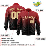 Custom Gradient Full-Zip Letterman Bomber Coat Lightweight Personalized Stitched Letters Logo for Adult Youth S-6XL  With Pocket