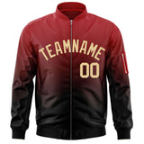 Custom Gradient Full-Zip Letterman Bomber Coat Lightweight Personalized Stitched Letters Logo for Adult Youth S-6XL  With Pocket