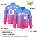 Custom Gradient Full-Zip Letterman Bomber Coat Lightweight Personalized Stitched Letters Logo for Adult Youth S-6XL  With Pocket