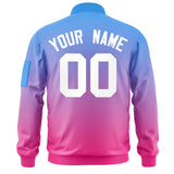 Custom Gradient Full-Zip Letterman Bomber Coat Lightweight Personalized Stitched Letters Logo for Adult Youth S-6XL  With Pocket