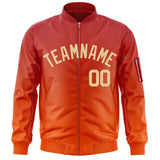 Custom Gradient Full-Zip Letterman Bomber Coat Lightweight Personalized Stitched Letters Logo for Adult Youth S-6XL  With Pocket