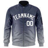 Custom Gradient Full-Zip Letterman Bomber Coat Lightweight Personalized Stitched Letters Logo for Adult Youth S-6XL  With Pocket