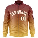 Custom Gradient Full-Zip Letterman Bomber Coat Lightweight Personalized Stitched Letters Logo for Adult Youth S-6XL  With Pocket