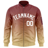 Custom Gradient Full-Zip Letterman Bomber Coat Lightweight Personalized Stitched Letters Logo for Adult Youth S-6XL  With Pocket