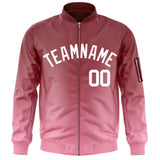 Custom Gradient Full-Zip Letterman Bomber Coat Lightweight Personalized Stitched Letters Logo for Adult Youth S-6XL  With Pocket