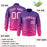 Custom Gradient Full-Zip Letterman Bomber Coat Lightweight Personalized Stitched Letters Logo for Adult Youth S-6XL  With Pocket