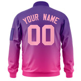 Custom Gradient Full-Zip Letterman Bomber Coat Lightweight Personalized Stitched Letters Logo for Adult Youth S-6XL  With Pocket