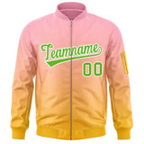 Custom Gradient Full-Zip Personalized Stitched Letters Logo Sweatshirt Letterman Bomber Coats for Adult/Youth With Pocket