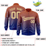 Custom Gradient Full-Zip Personalized Stitched Letters Logo Sweatshirt Letterman Bomber Coats for Adult/Youth With Pocket