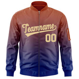 Custom Gradient Full-Zip Personalized Stitched Letters Logo Sweatshirt Letterman Bomber Coats for Adult/Youth With Pocket