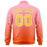 Custom Gradient Full-Zip Personalized Stitched Letters Logo Sweatshirt Letterman Bomber Coats for Adult/Youth With Pocket