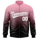 Custom Gradient Full-Zip Personalized Stitched Letters Logo Sweatshirt Letterman Bomber Coats for Adult/Youth With Pocket