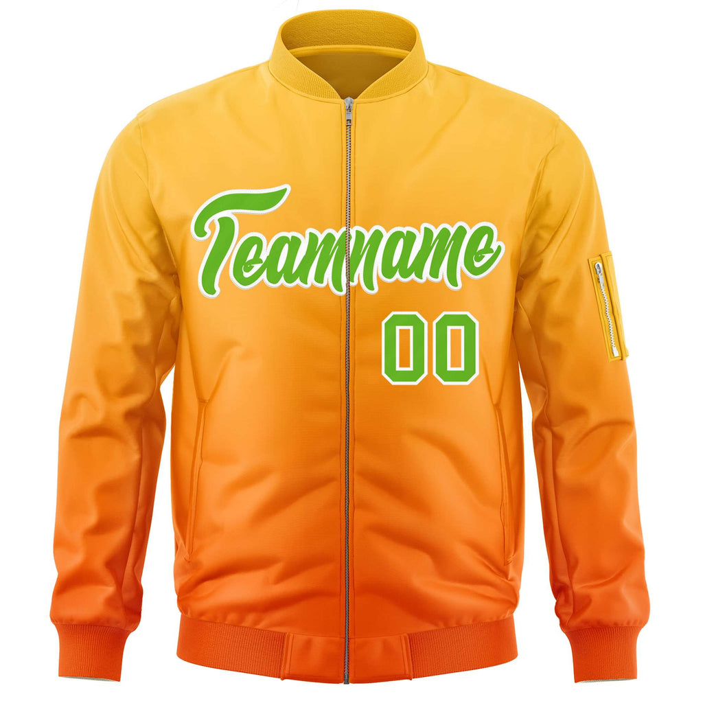 Custom Gradient Full-Zip Bomber Lightweight Coat Personalized Stitched Name Number Baseball Jacket With Pocket