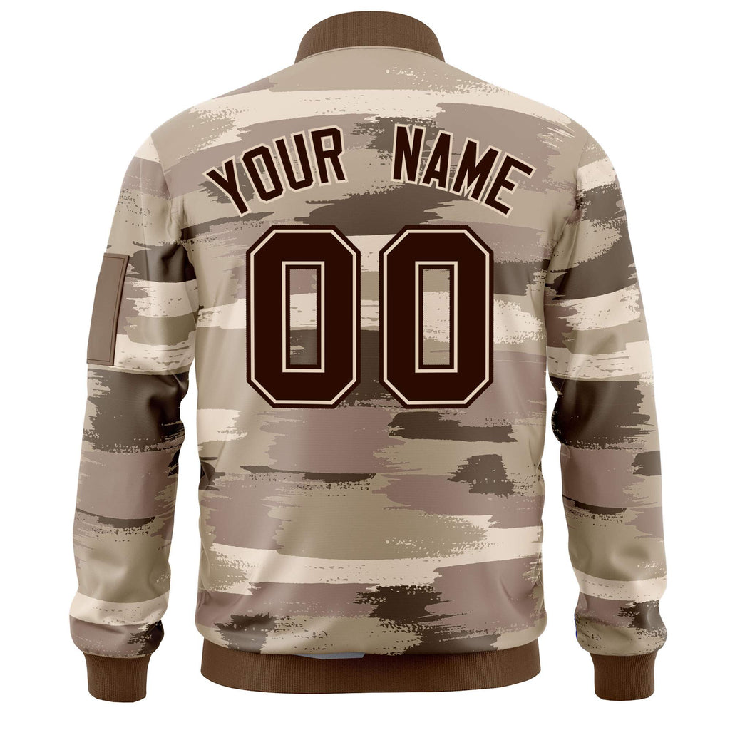 Custom Full-Zip Camo Baseball Jackets Personalized Stitched Letters Logo Fashion Letterman Bomber Coats for Adult/Youth