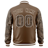 Custom Varsity Full-Zip Camo Raglan Sleeves Fashion College Jacket
