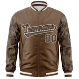 Custom Varsity Full-Zip Camo Raglan Sleeves Fashion College Jacket