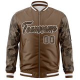 Custom Varsity Full-Zip Camo Raglan Sleeves Fashion College Jacket