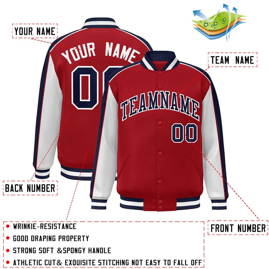 Custom Color Block Full-Snap Baseball Jacket Fashion Letterman Coat  For Men/Women