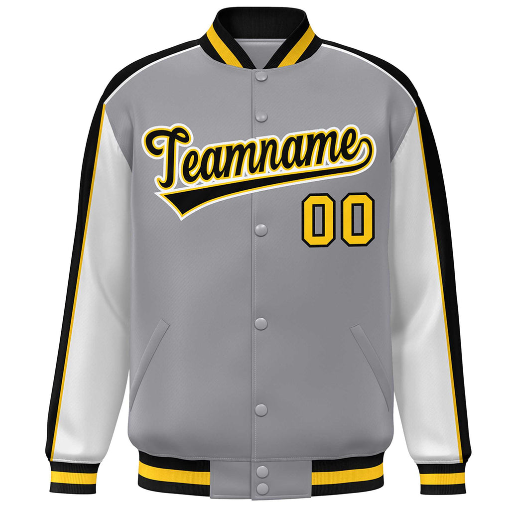 Custom Color Block Full-Snap Baseball Jacket Athletic College Letterman Bomber Coat