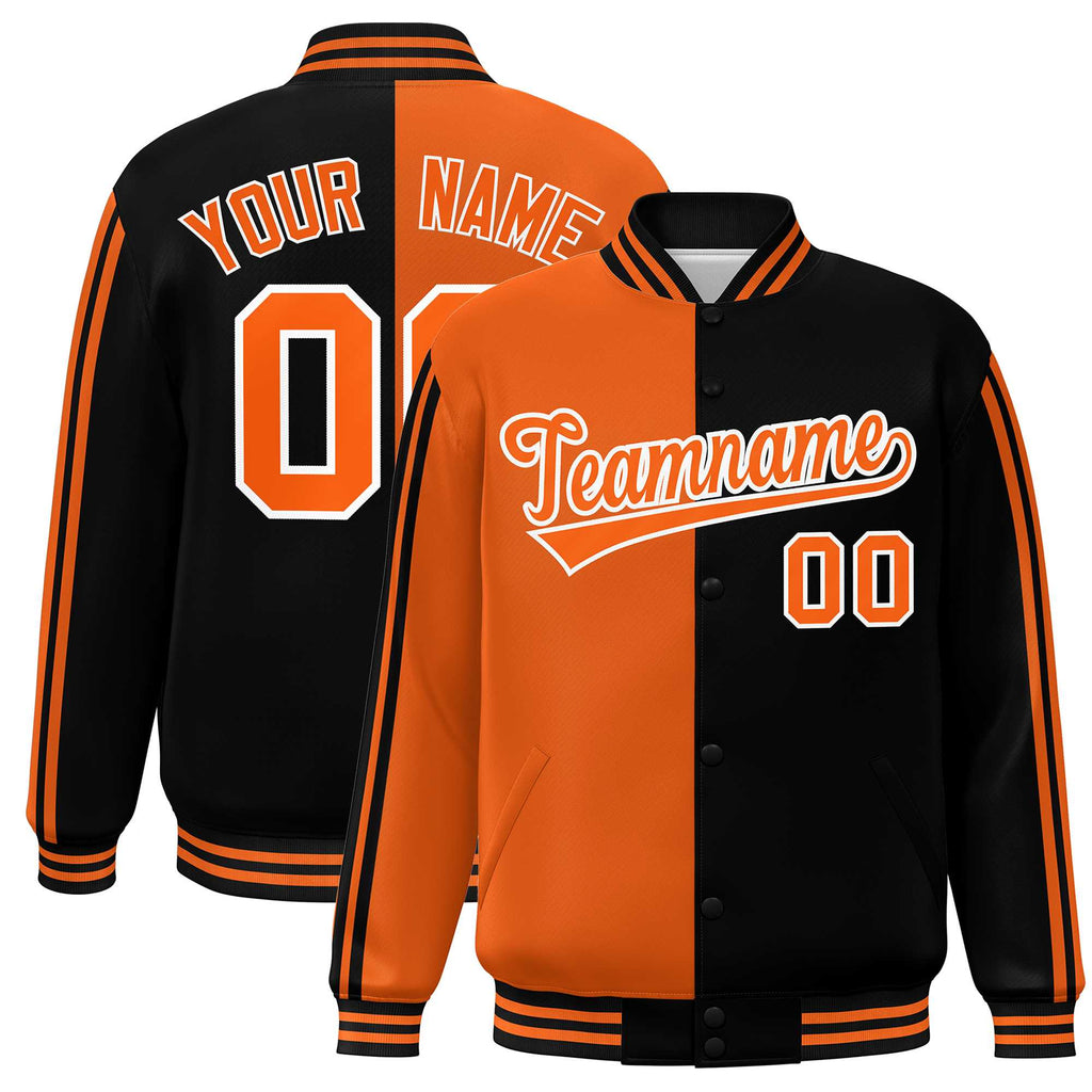 Custom Full-Snap Two Tone College Jacket Stitched Name Number Big Size