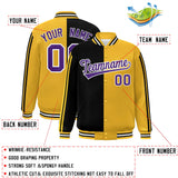 Custom Full-Snap Two Tone Letterman Bomber Jackets Personalized Stitched Text Logo