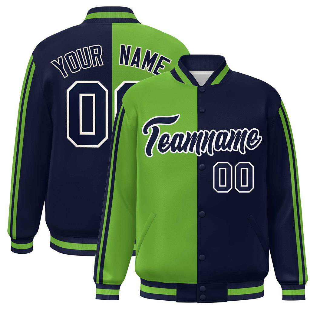 Custom Full-Snap Two Tone Lightweight College Jacket Stitched Text Logo for Adult
