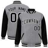 Custom Full-Snap Stripe Fashion Letterman Jackets Stitched Text Logo for Adult