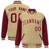 Custom Full-Snap Stripe Fashion Letterman Jackets Stitched Text Logo for Adult