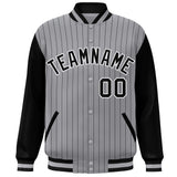 Custom Full-Snap Stripe Fashion College Jacket Lightweight Stitched Letters Logo Size S-6XL