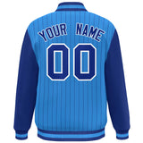 Custom Full-Snap Stripe Fashion Varsity Baseball Jacket Stitched Text Logo for Adult/Youth