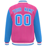 Custom Full-Snap Stripe Fashion College Jacket Lightweight Stitched Letters Logo Size S-6XL