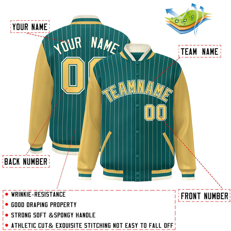 Custom Full-Snap Stripe Fashion Lightweight College Jacket Stitched Name Number Logo