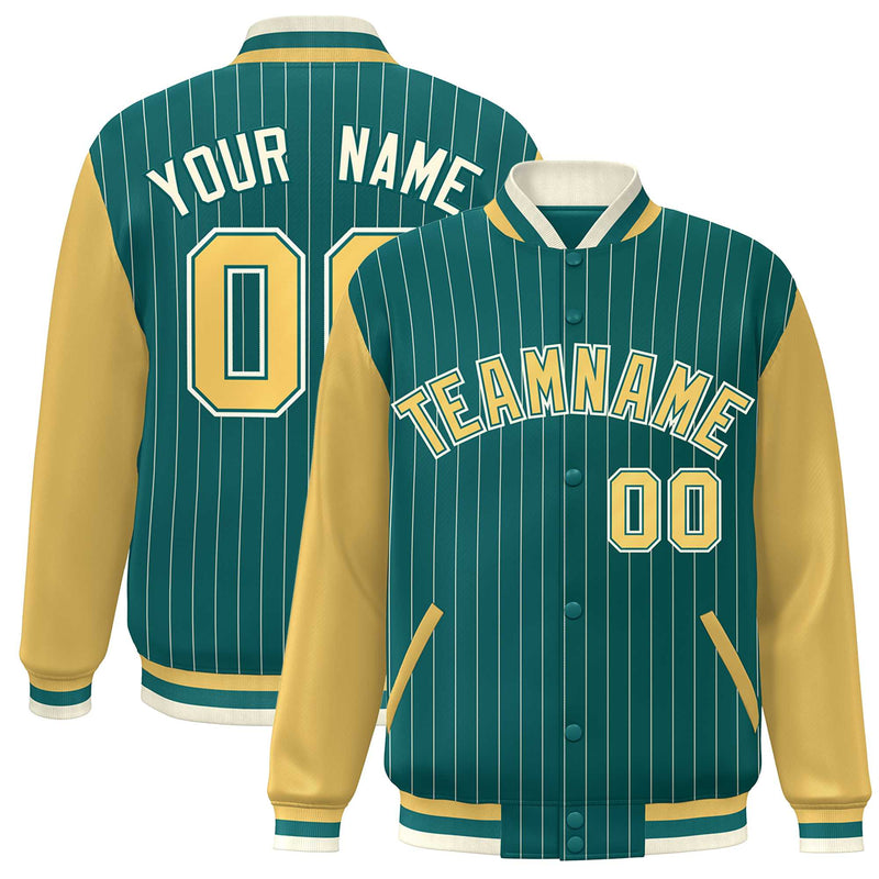 Custom Full-Snap Stripe Fashion Lightweight College Jacket Stitched Name Number Logo