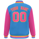 Custom Full-Snap Stripe Fashion Lightweight College Jacket Stitched Text Logo for Adult
